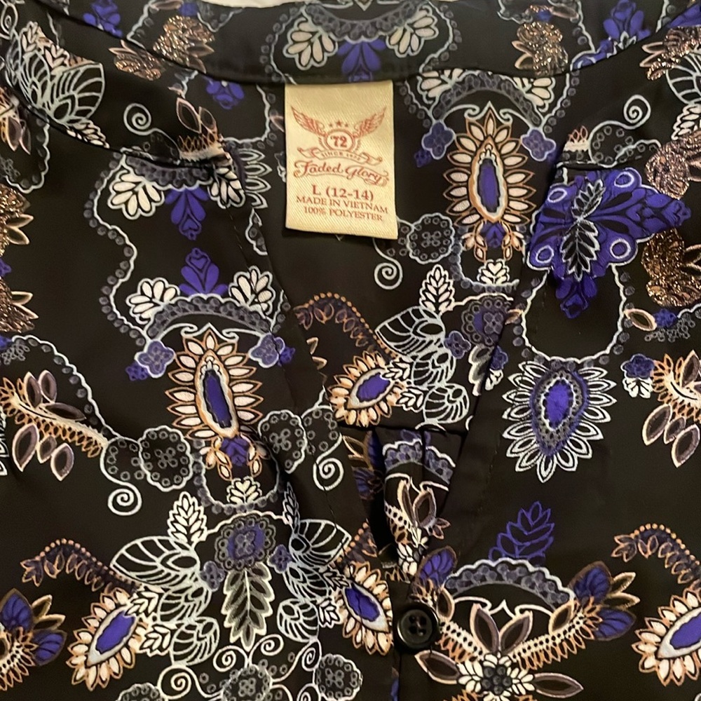 Black patterned tunic, Faded Glory Womens L 12-14